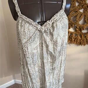 Banana Republic Cream and Taupe Patterned Top Size L 100% Silk